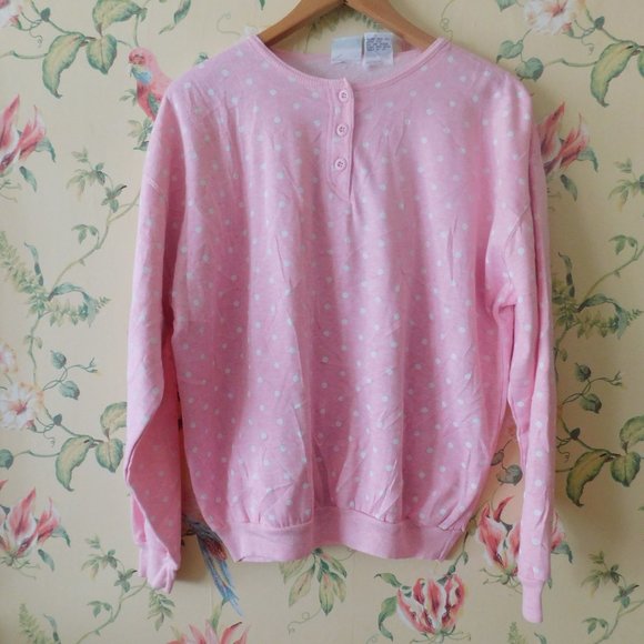 Trend Basics Tops - Pink Polka Dot Sweatshirt